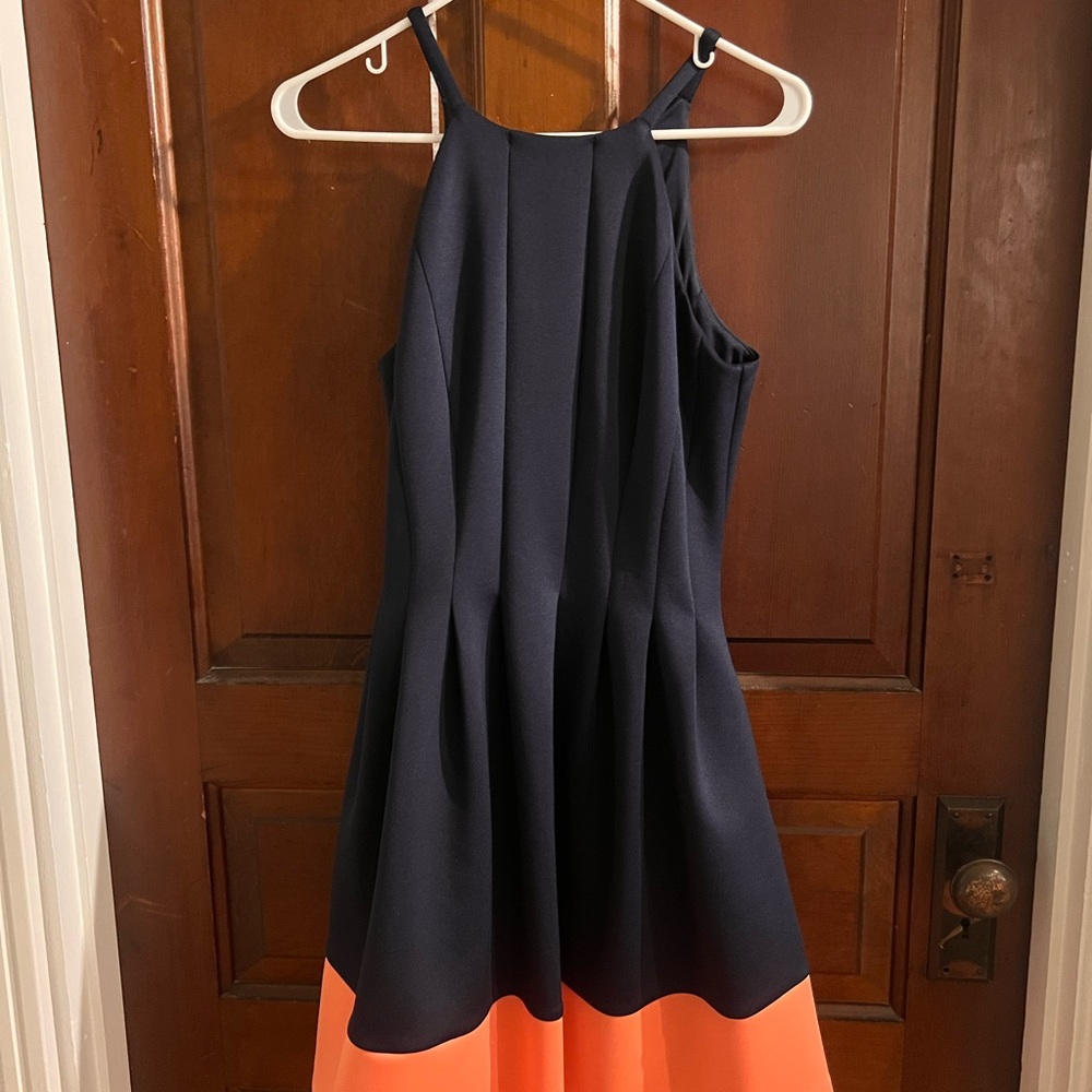 Vince Camuto Navy and Coral Dress